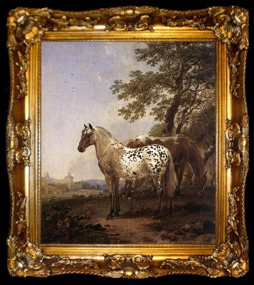 framed  BERCHEM, Nicolaes Landscape with Two Horses, ta009-2